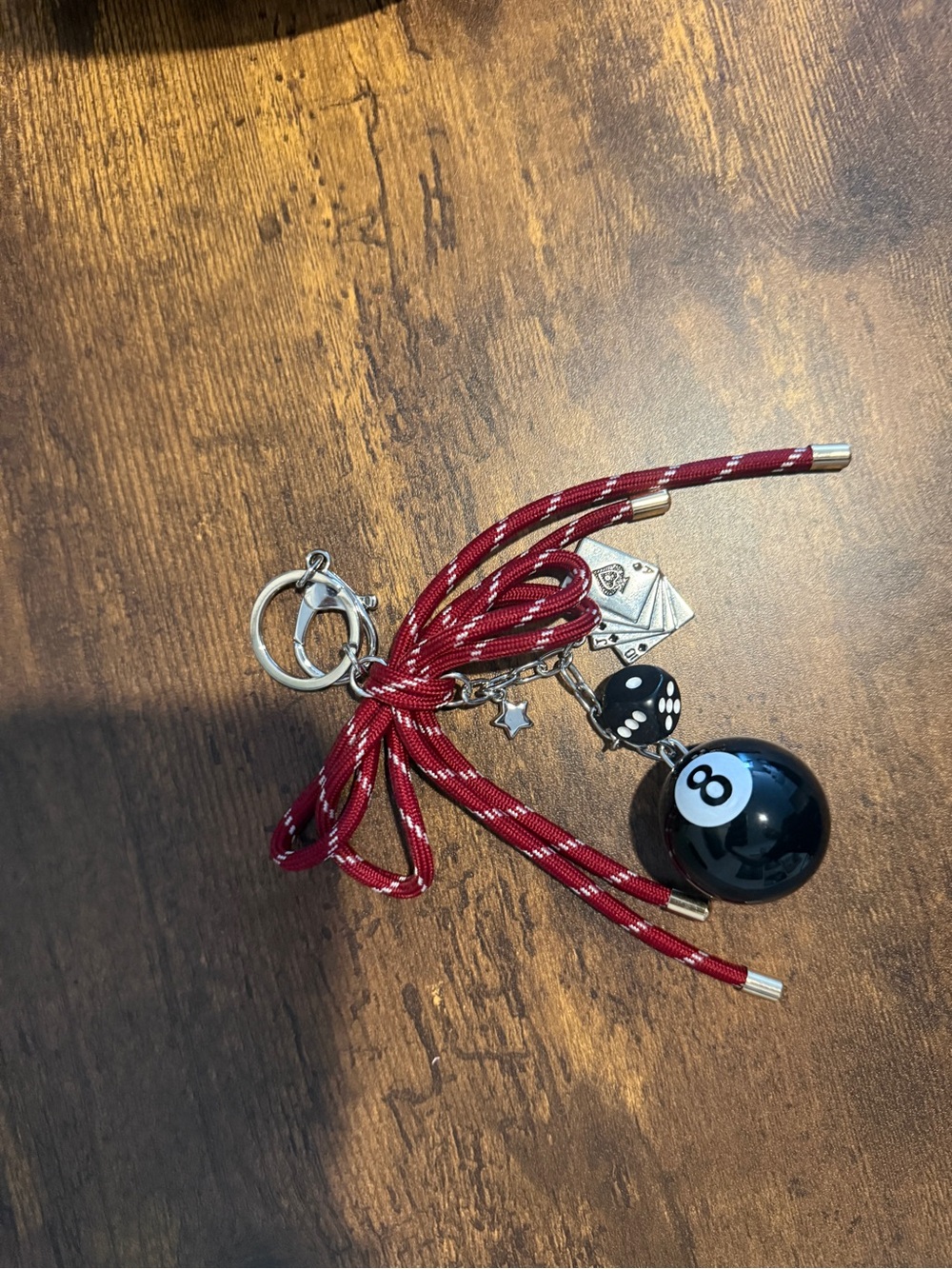 Red Rope 8-Ball Keychain Charm for Women